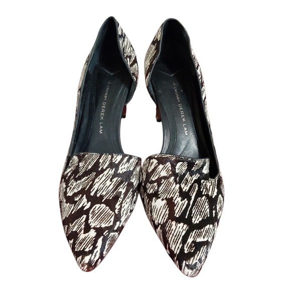 Derek Lam Black and White Patterned Calf Hair D'Orsay Heels Size 6 - Picture 2 of 10